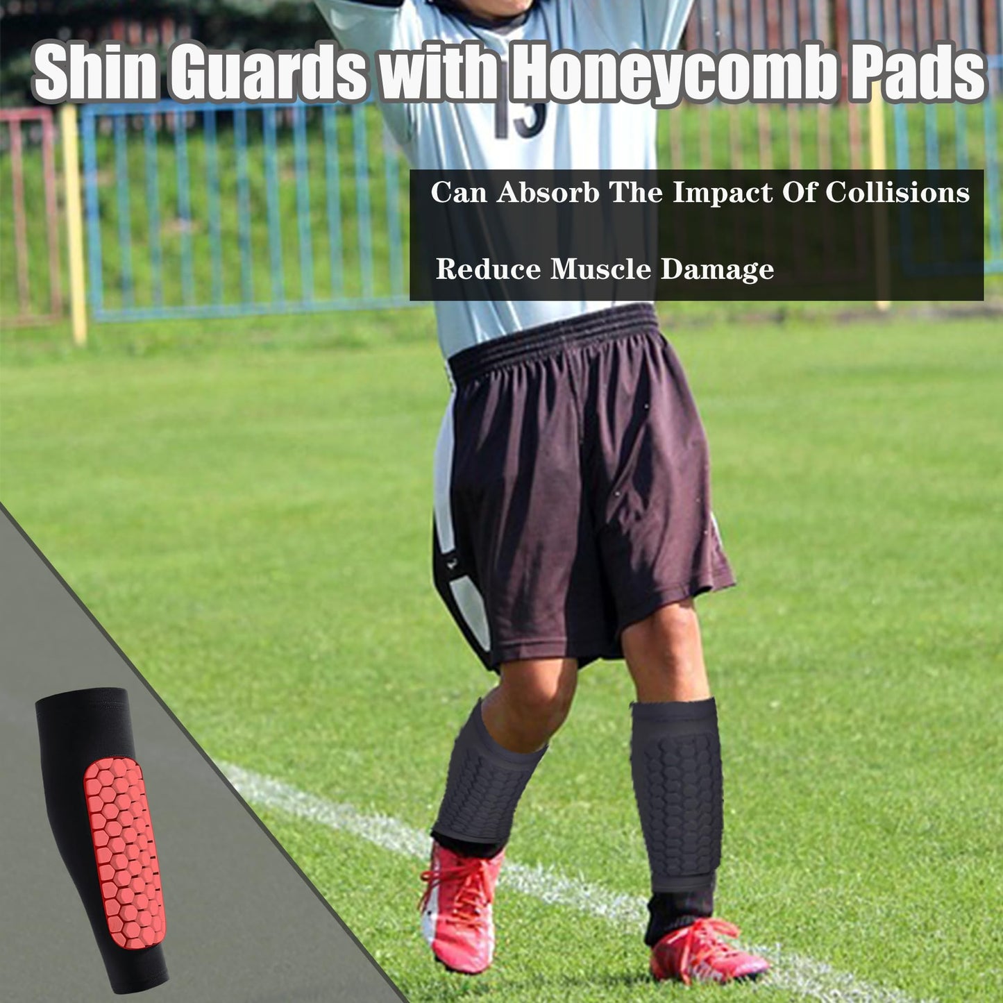 Shin Defender Shin Guards Kids, Soccer Shin Guards for Youth Adult, Lightweight Calf Protective Gear for Football Soccer Ski with Honeycomb Pads