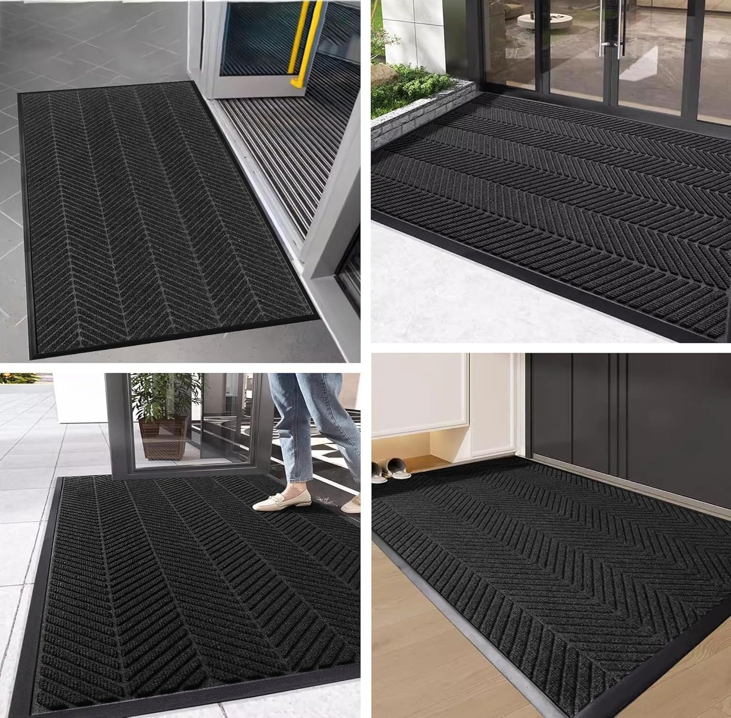 Front Door Mat,4'x8' Commercial Floor Mat Indoor Outdoor Entrance, Heavy Duty Welcome Mat, Rubber Backing Non Slip Doormat for Entryway, Large Entry Rug for Home Office Business Areas