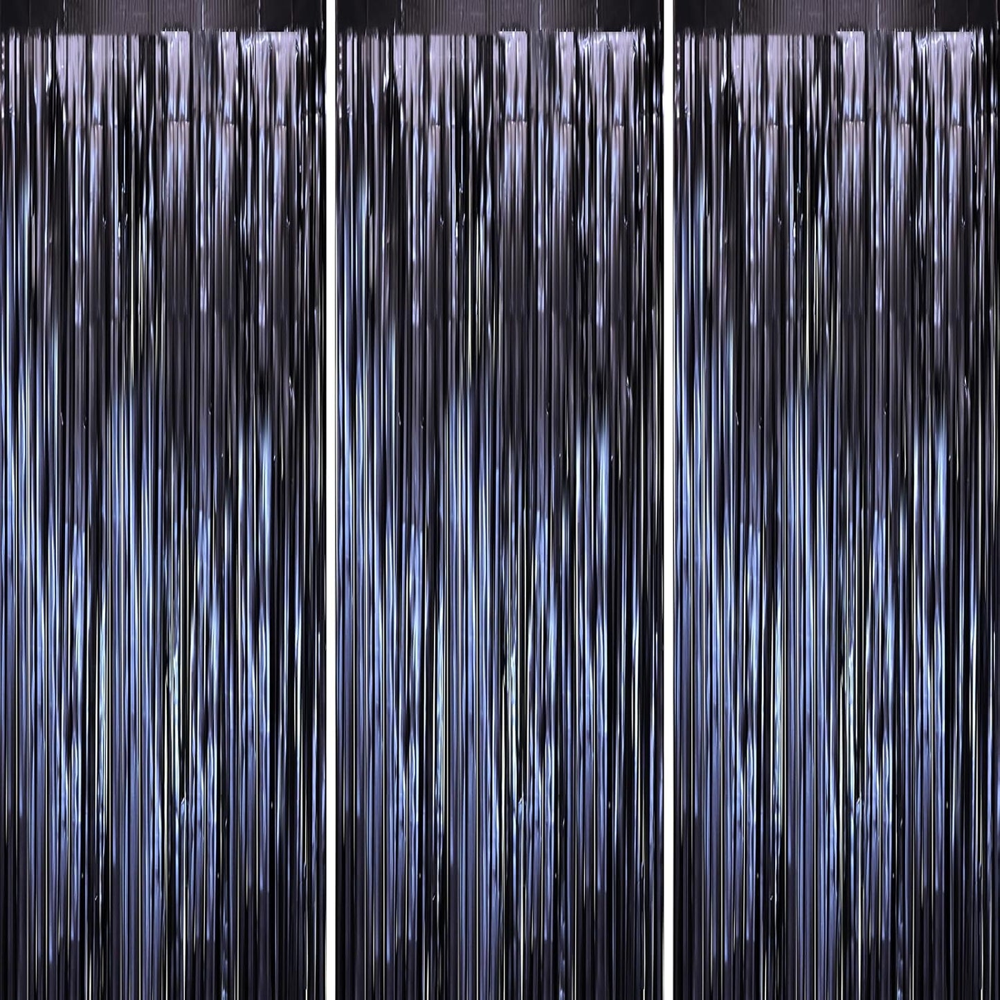 Voircoloria Matte Blue Foil Fringe Curtains - 3 Pack 3.3 x 8.2 ft Tinsel Streamers for Parties | Perfect for Graduation & Birthdays