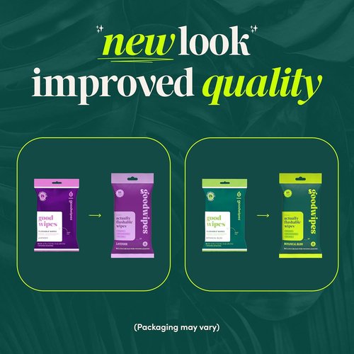 Goodwipes Flushable Wipes - Extra Large Adult Wet Wipes for On-the-Go Hygiene | Botanical Bliss & Lavender, 108 Count (6 Packs)