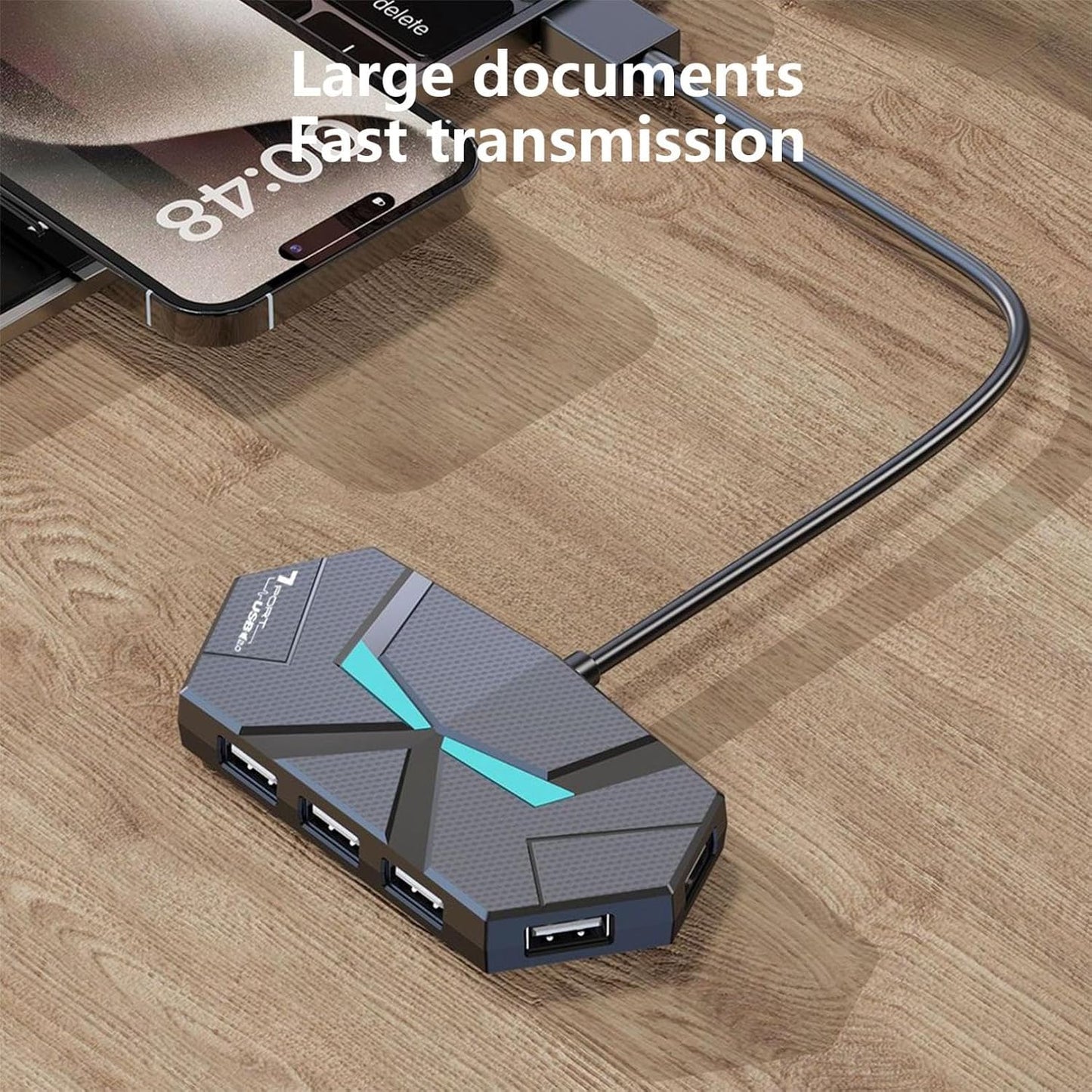 Generic 7xUSB Multi-Function Hub Docking Station with and Type-C Interface, USB Hub with High-Speed Data Transmission
