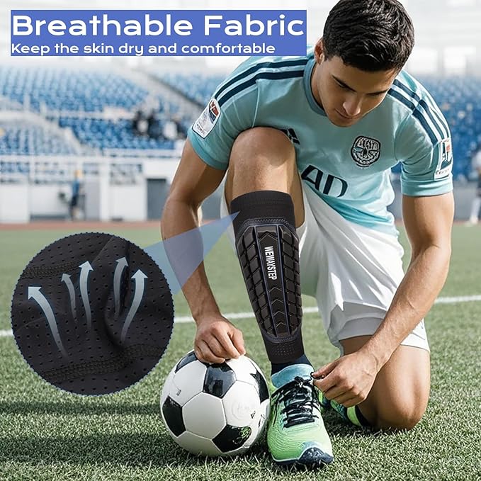 Shin Guards Soccer Kids Youth, Adult Shin Guards with Honeycomb Padding，Breathable & Anti-Slip Calf Compression Sleeves