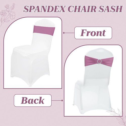 MDS Spandex Chair Sashes - Universal Fit Elastic Stretch Bands with Buckle for Weddings | Dusty Pink - Pack of 200