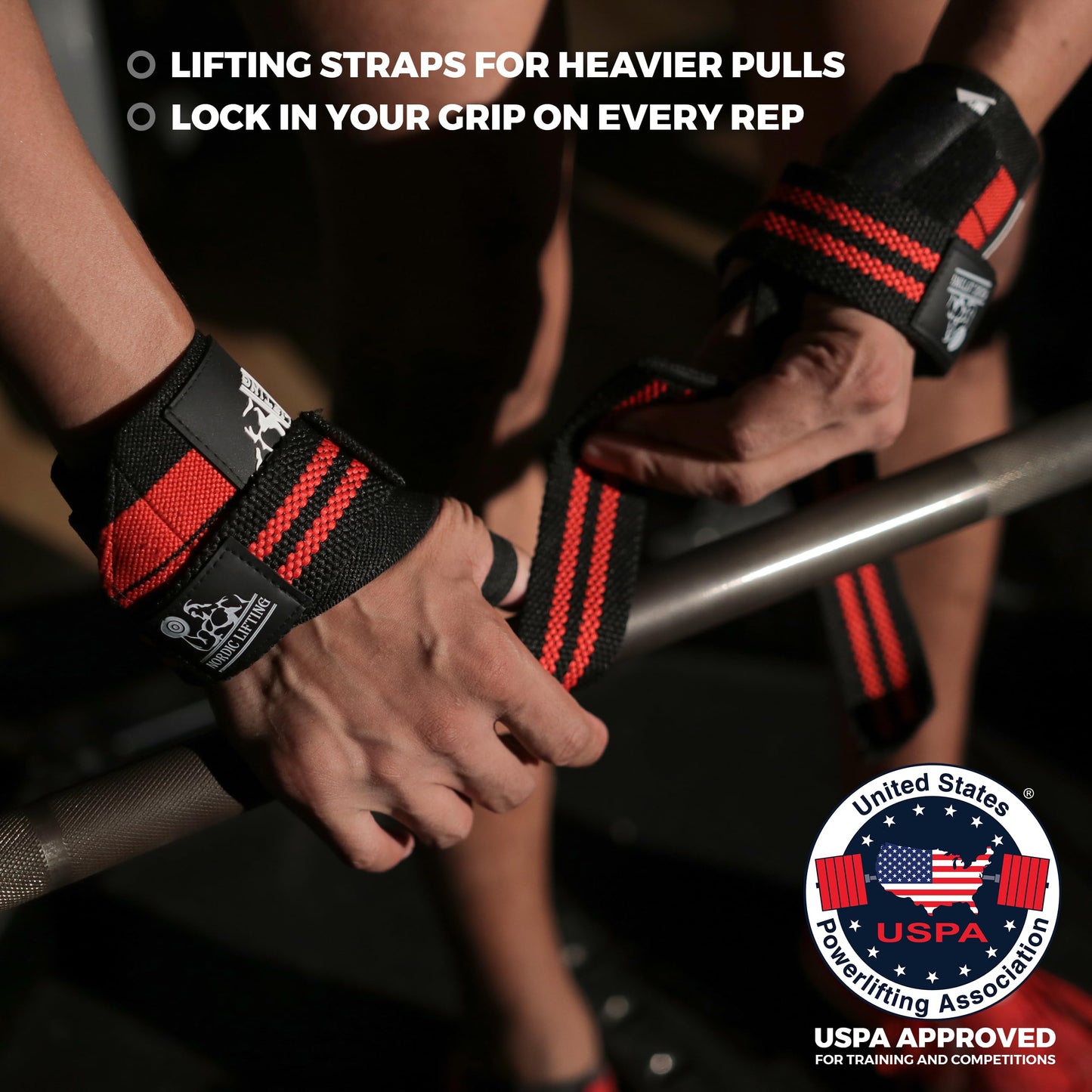Wrist Wraps + Lifting Straps Bundle (2 Pairs) for Weightlifting, Cross Training, Workout, Gym, Powerlifting, Bodybuilding-Support for Women & Men,Avoid Injury during Weight Lifting-Red