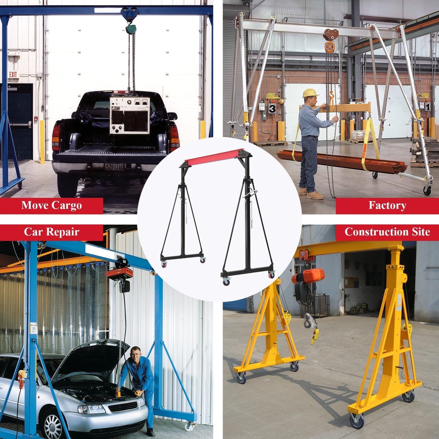 Gantry Crane, 4400 LBS Adjustable Gantry Crane, 2 Ton Shop Cranes Lift Hoist with 8-12 ft Adjustable Height for Warehouse & Factory
