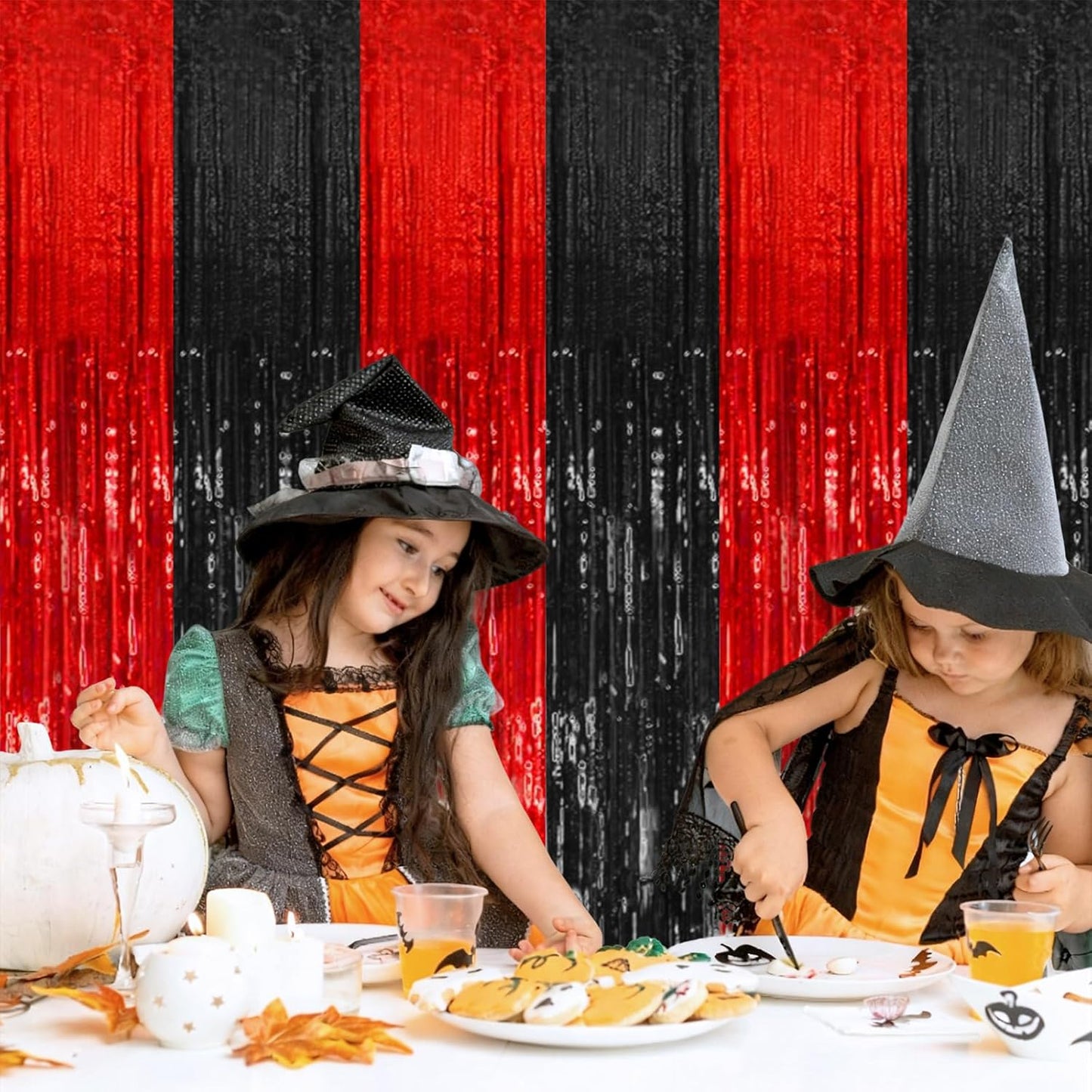 Skiennix Party Backdrop Streamers - 2 Pack Metallic Tinsel Curtains for Birthday & Holiday Decor
