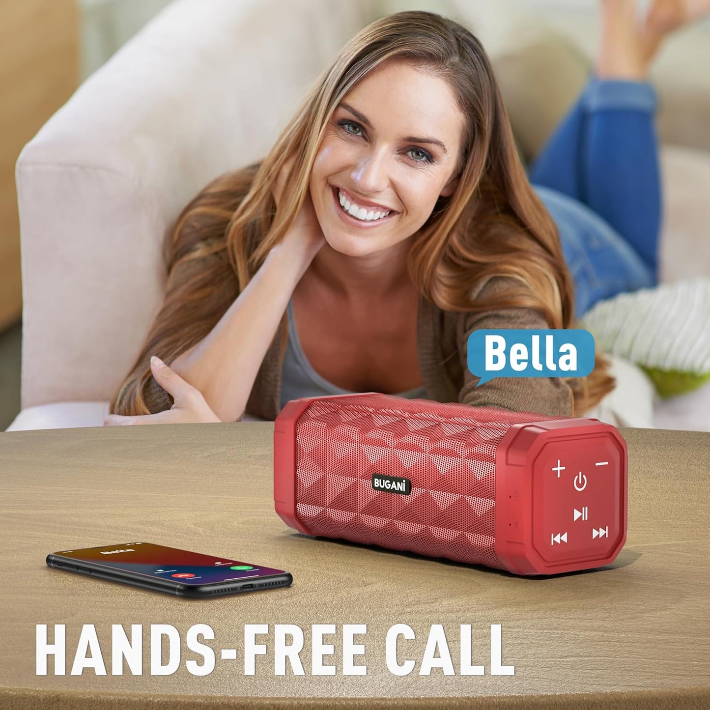 BUGANI 100ft 24H Bluetooth Speaker Portable Wireless Speaker, Wireless Range, Louder Volume, Stereo Sound, Amazing Bass