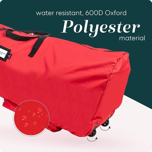 Handy Laundry Christmas Tree Storage Bag - Heavy Duty Waterproof Container for 9 Ft Tree | Red with Wheels