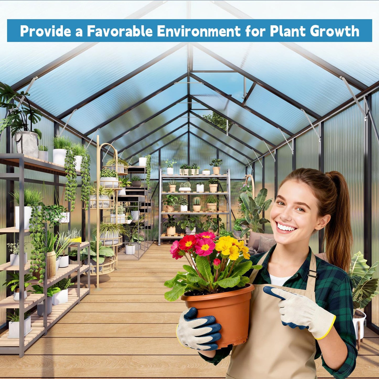 Vigo huseeo 6 PCS Polycarbonate Greenhouse Panels, 60''X 24''X 0.24'' Twin-Wall Roof Panels Sheets, Waterproof UV Protected Plastic Roof Sheeting for Greenhouse Covering