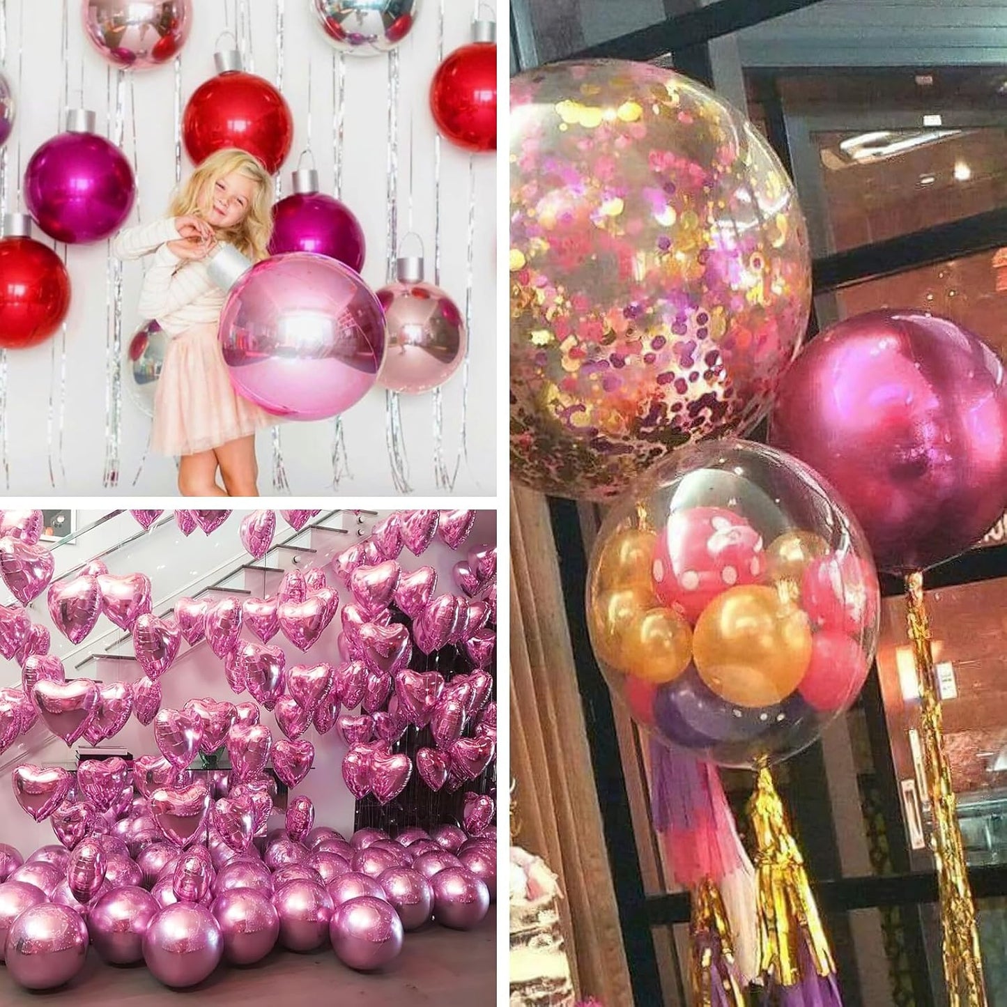 PartyWoo Pearl Pink Foil Balloons - 22 Inch Jumbo Round Mylar Balloons for Baby Showers & Birthdays