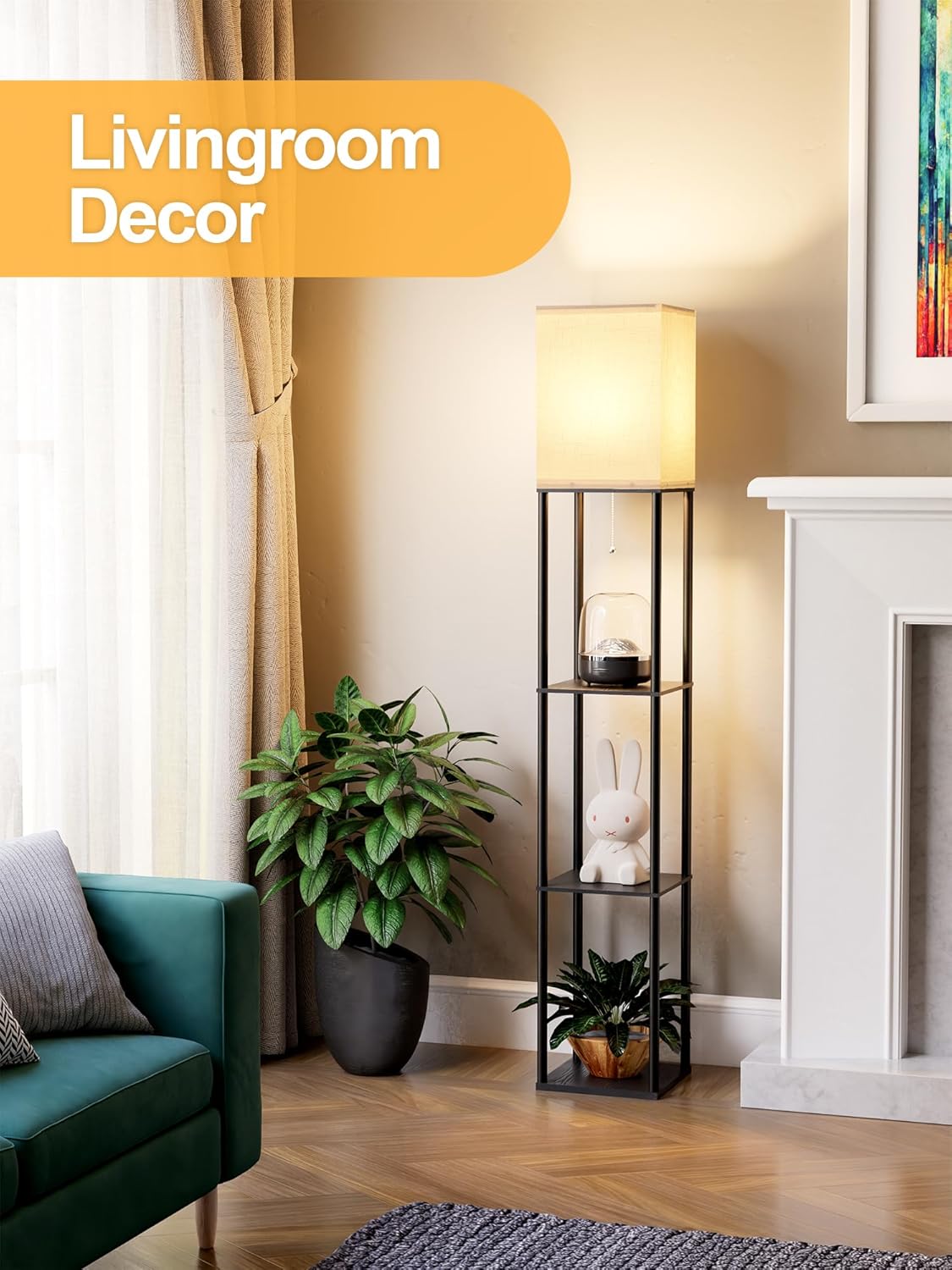 Skiennix Floor Lamp - Stylish Corner Display with 3 CCT LED Bulb & White Linen Shade | Versatile Organizer for Living Room & Bedroom