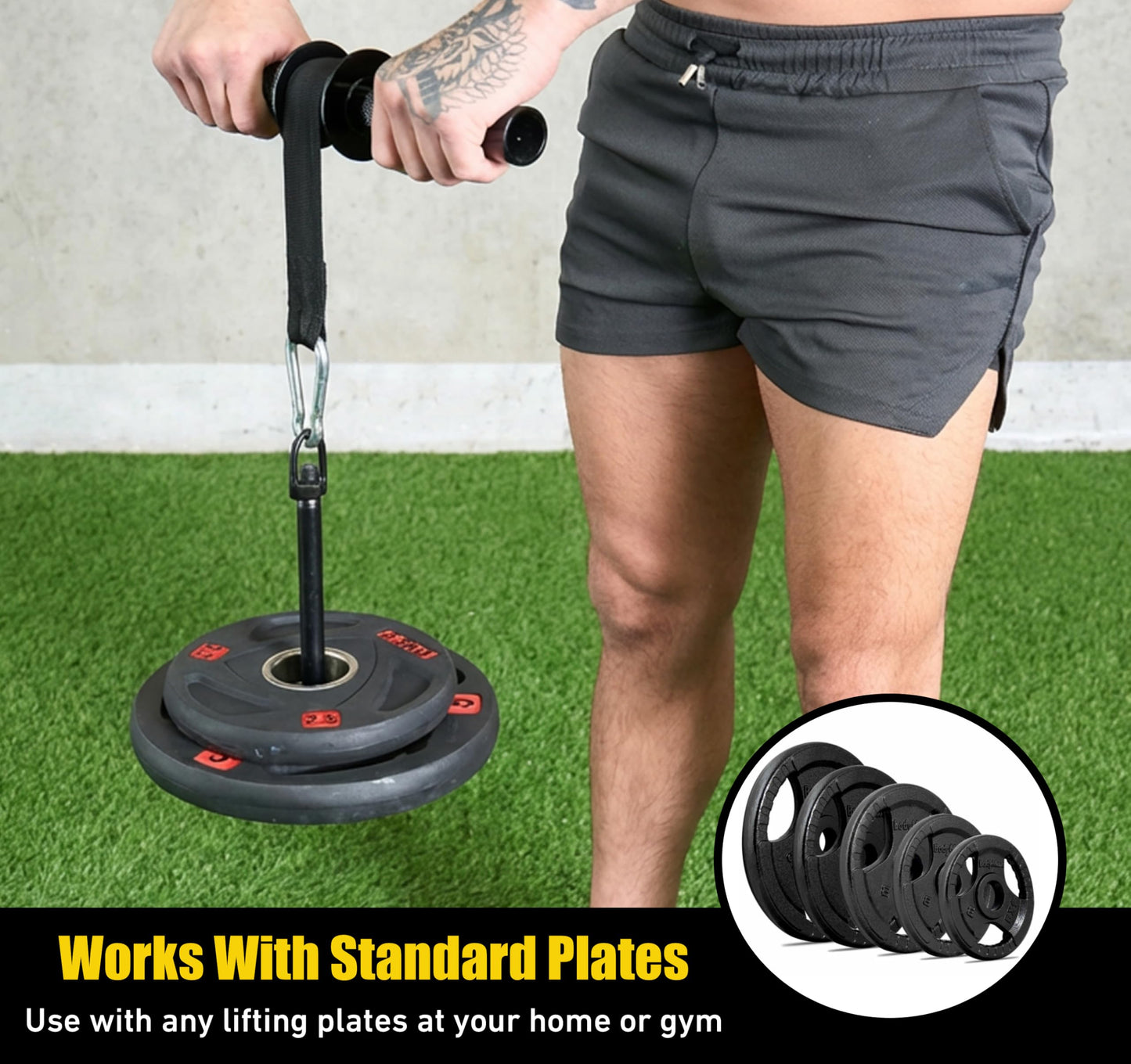 Elite Forearm Strengthener, Forearm Roller with 2x10lbs Sand Plates, Plates Holder & Adjustable Straps, Thick Anti-Slip Handle, Forearm Exerciser, Wrist Roller, Arm Blaster, Hand Grip Strengthener