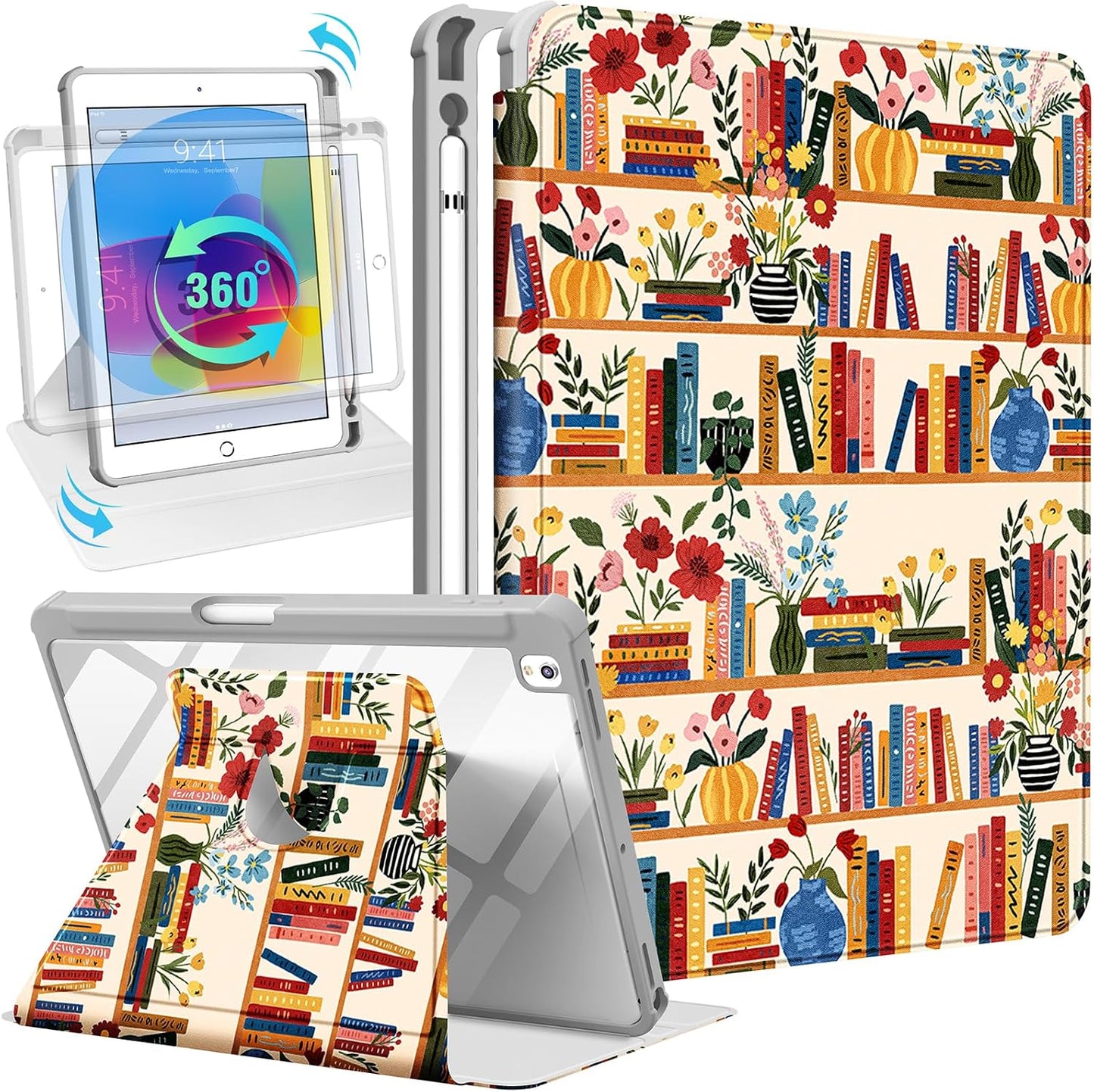 Uppuppy 9th/8th/7th 3rd/ 10.5 360 7/8/9 10.2 for iPad Generation Case for iPad Air Pro Case - Rotating Stand Folio
