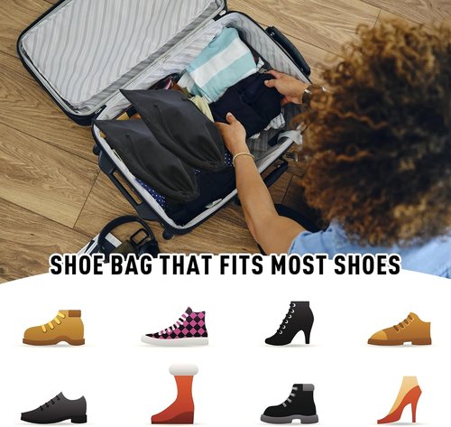 GONGKANGYUAN Shoe Bags for Travel - Flannel Drawstring Pouches for Men & Women | 2 Pack