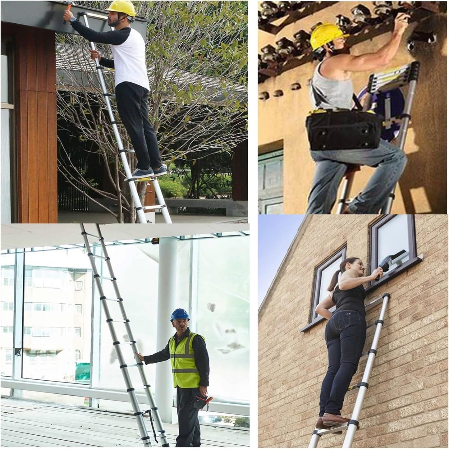 14.5FT Telescoping Ladder, Lightweight Collapsible, Aluminum Retractable Ladder, Telescopic Compact Ladders for Home, 330LB Capacity
