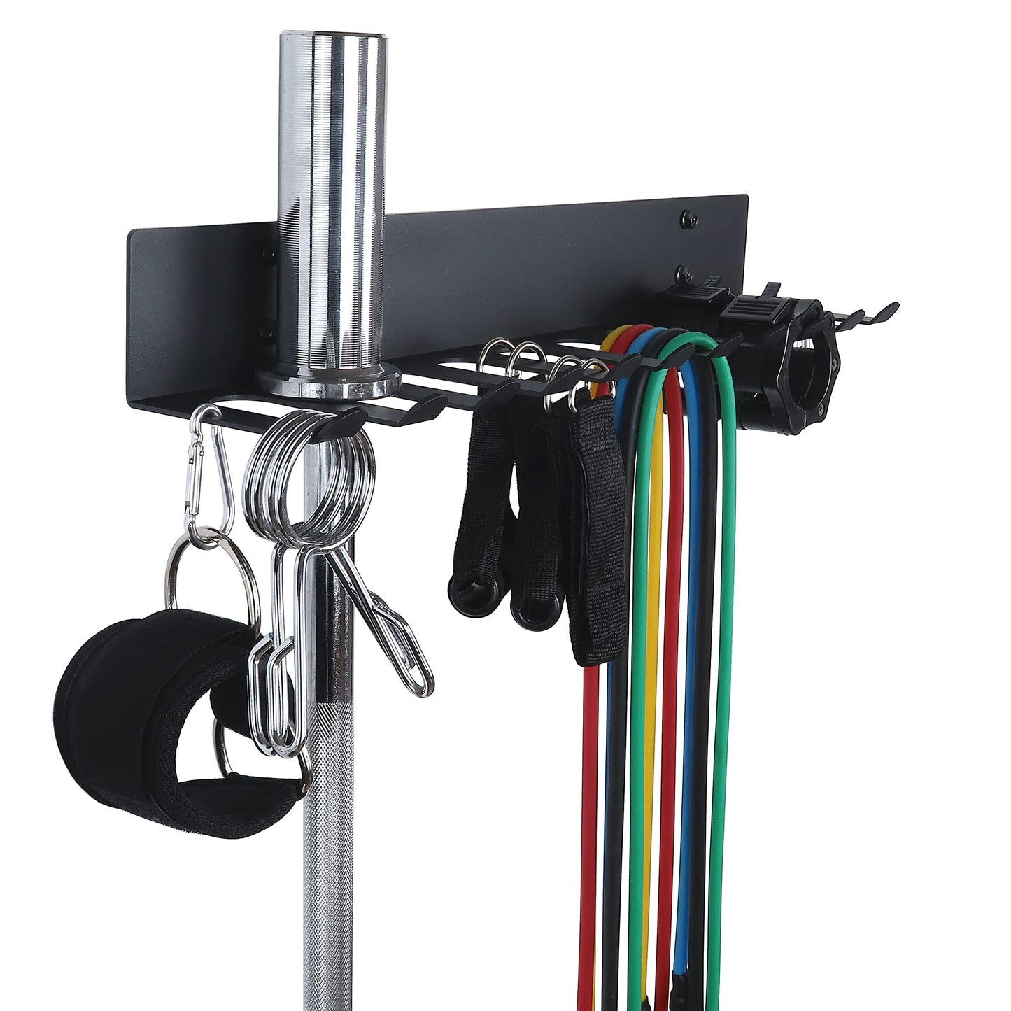 Topsair Gym Storage Rack Resistance Band Rack Wall Mount Barbell Rack Heavy Duty Home Gym Storage Rack for Gym Equipment, Exercise Bands, Lifting Belts and Jump Ropes, Gym Accessories (11 prongs)