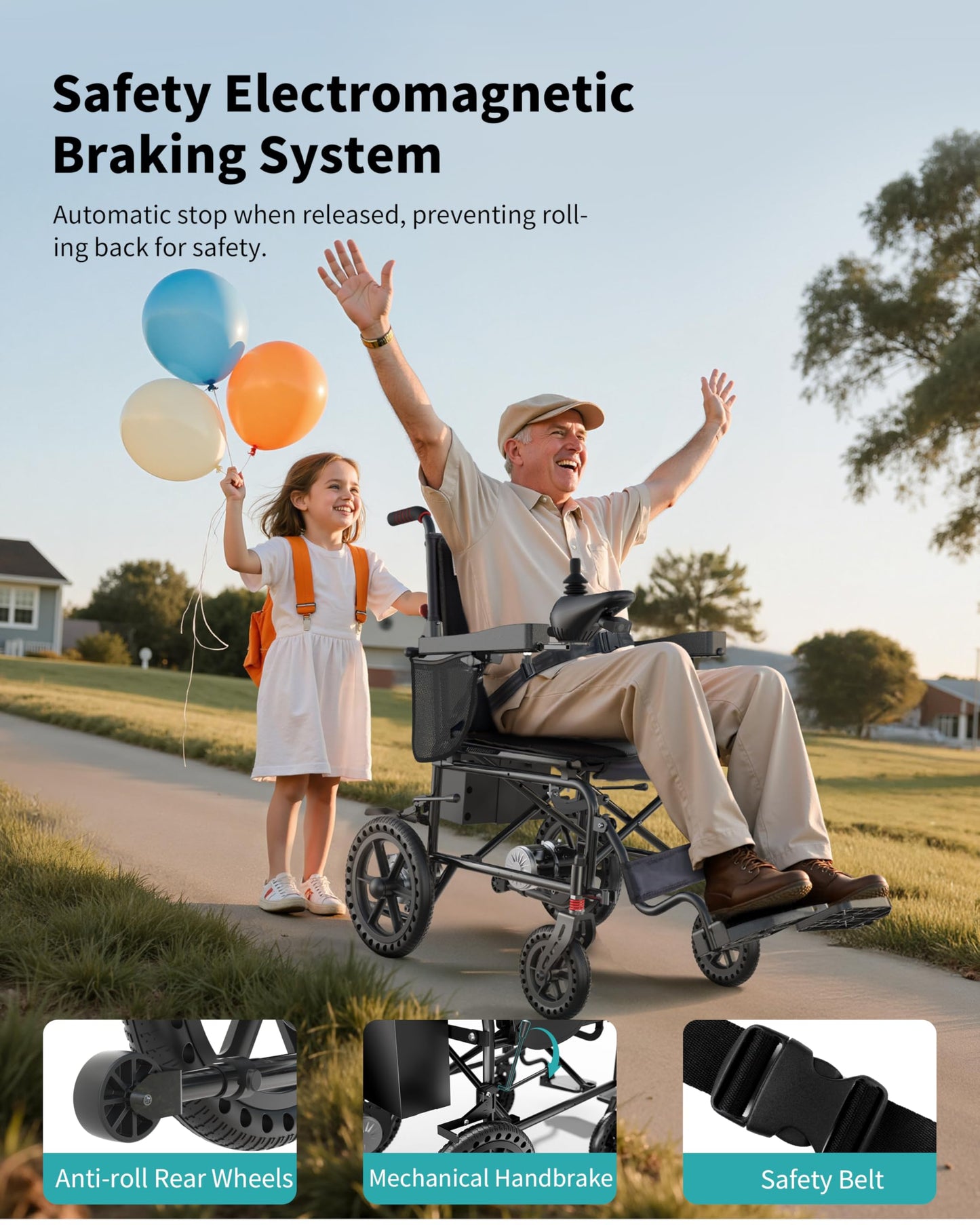 Electric Wheelchairs for Adults, 22 Inch Wide Seat, 500W Motor All Terrain Power Wheelchair, 15 Mile Lightweight Foldable Motorized Wheelchair for Seniors, Removable Battery, 350 lb Capacity