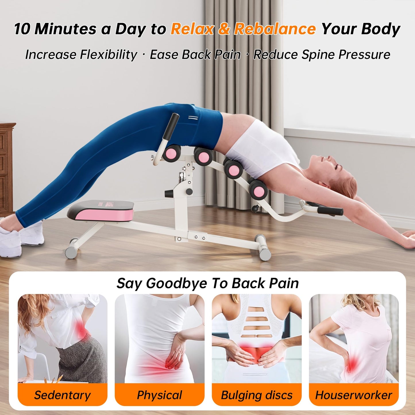 seanleecore Inversion Table for Back Pain Relief - 350lbs Capacity, Improve Posture and Spinal Health - Ideal for Home and Gym Use
