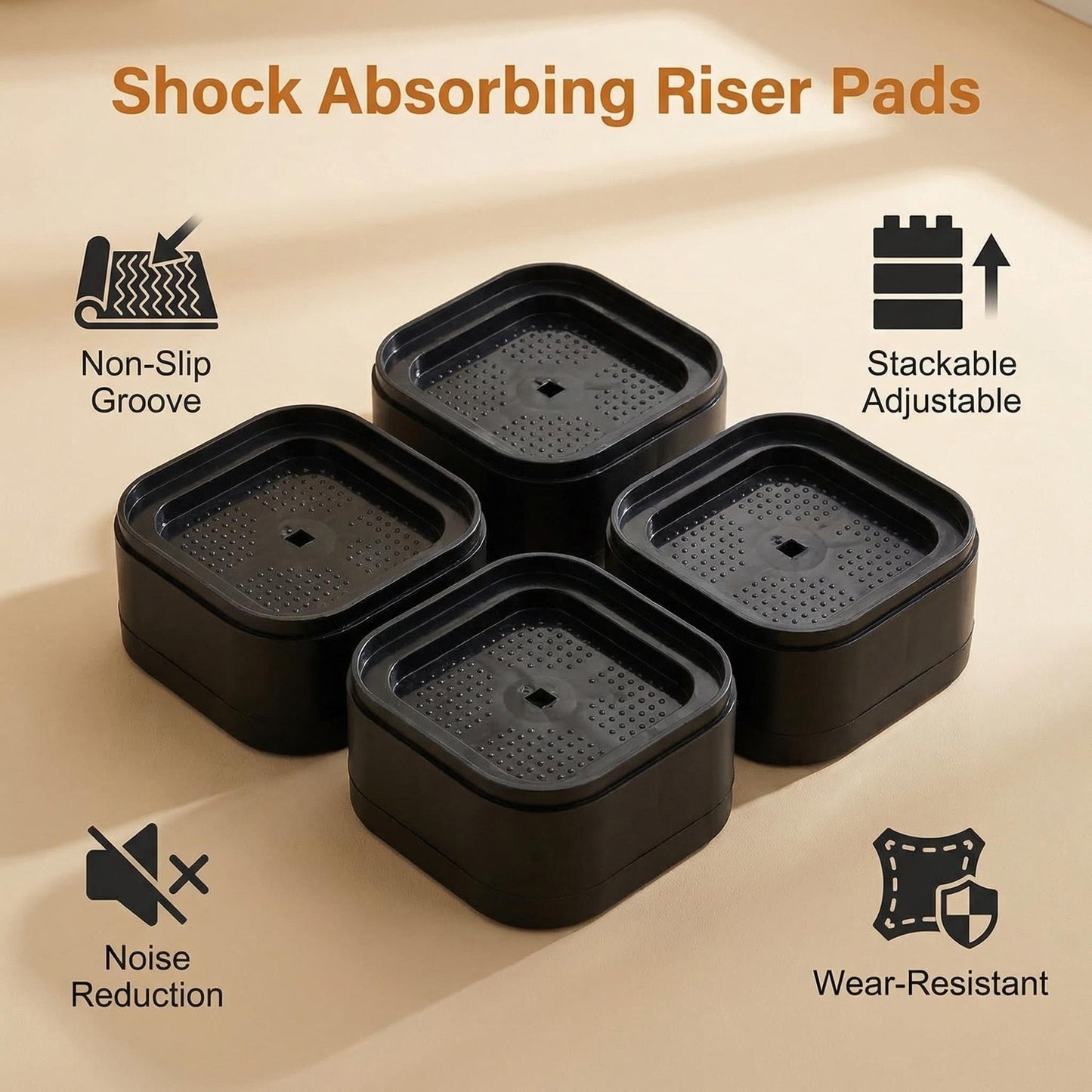Fojcwil 6PCS Treadmill Incline Riser Blocks, Walking Pad Incline Blocks for Home Gym, Adjustable Stackable Leveling Non-Slip Risers for Running/Walking Machine to Simulate Uphill Training