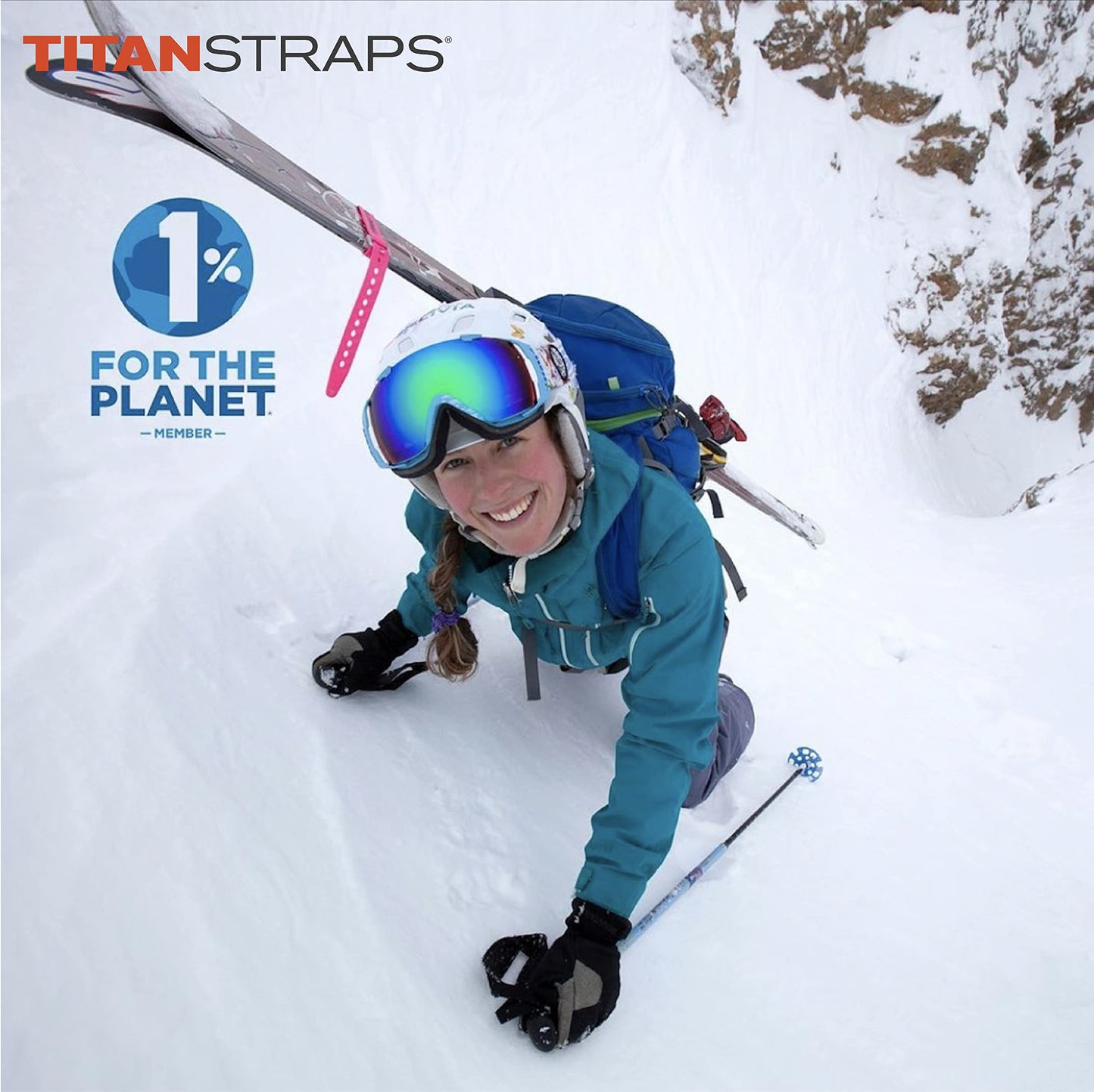 Titan Utility Straps – Easy-To-Use, Reliable Tension Straps for Securing Bike & Moto Gear, Skis, Garden Hoses, Field Repairs – Use in Frigid Temp – 60 lb. Working Load, 25" Length, 2-Pack, Sea Foam