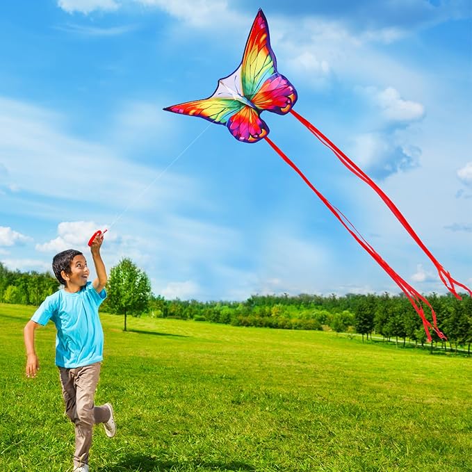 Butterfly Kites for Kids & Adults, Easy to Fly Design with Long Tail for Stability, for Kids Ages 4-8 & Beginners, Beach & Park Use | Family Outdoor Fun