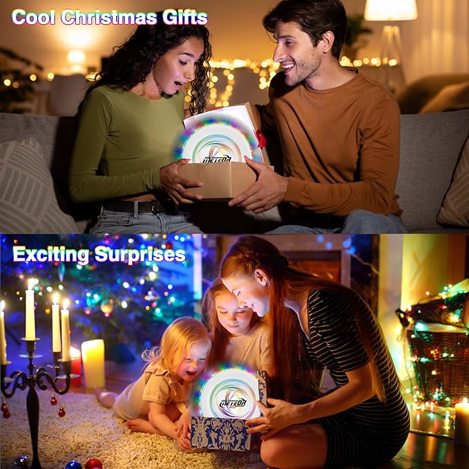 Light Up Flying Disc with 16 Millions Colors-45 LEDs & 13 Light Modes Flying Ring, Glow in The Dark Flying Disc for Adult Kid Teen Rechargeable&Waterproof Camp Beach Toy Birthday Gift
