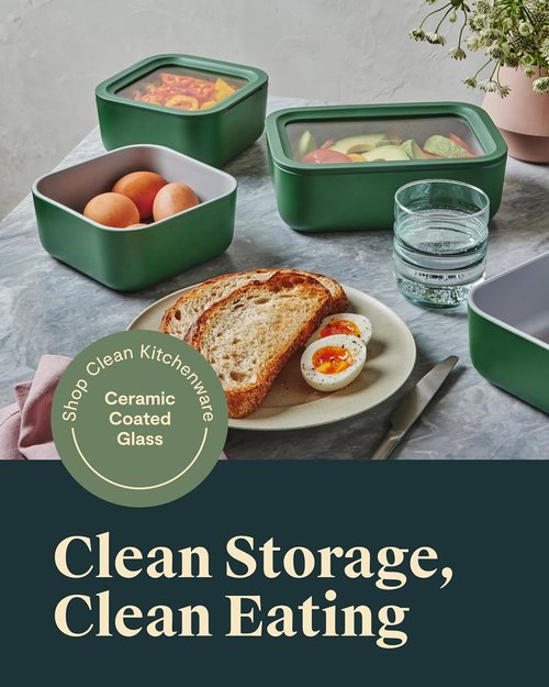 Caraway 13pc Glass Food Storage Container Set - Non-Toxic, Easy to Store Lunch Boxes - Navy with Glass Lids