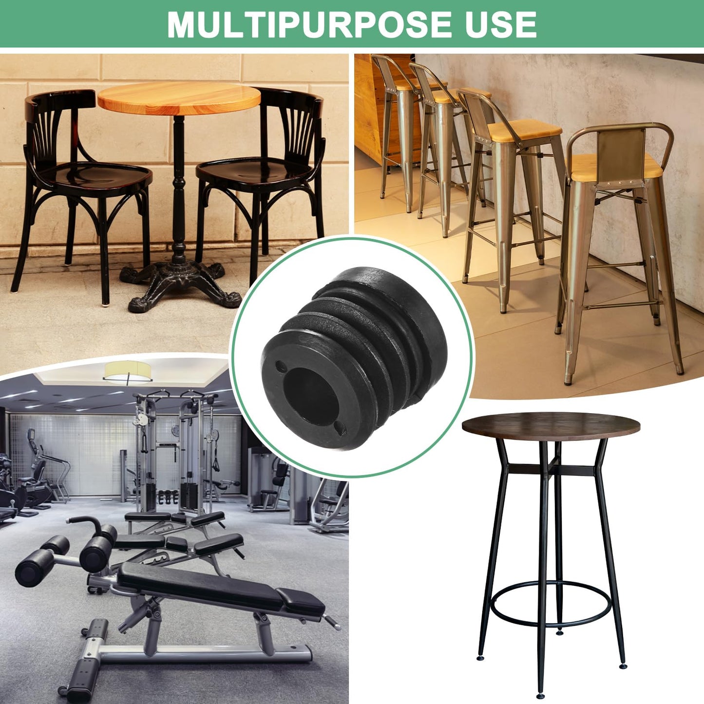 M METERXITY 10-Pack Inserts for Round Tubes with M8 Thread, 1" (25mm) OD Plastic Tube Insert for Chair/Table/Caster, Tubing End Cap Floor Protectors Metal Furniture Legs Glide Plug