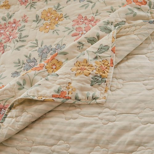 Greenland Home Chloe Reversible Modern Floral Quilted Cotton Quilted Throw Blanket, 50" x 60"