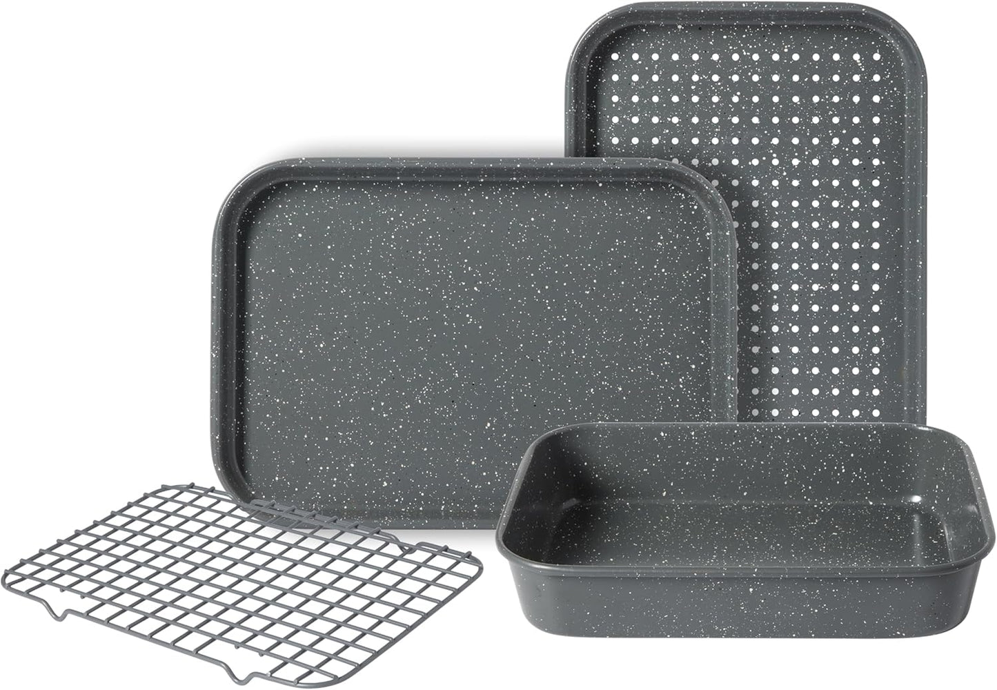 Oster Greystone Premium 4-Piece Carbon Steel Bakeware Set - PFOA-Free Non-Stick for Effortless Cooking