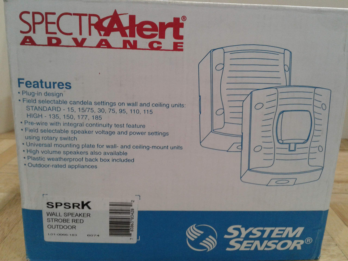 System Sensor (Honeywell) - SPSRK - Wall Speaker Strobe, Standard Candela, Red , Weatherproof