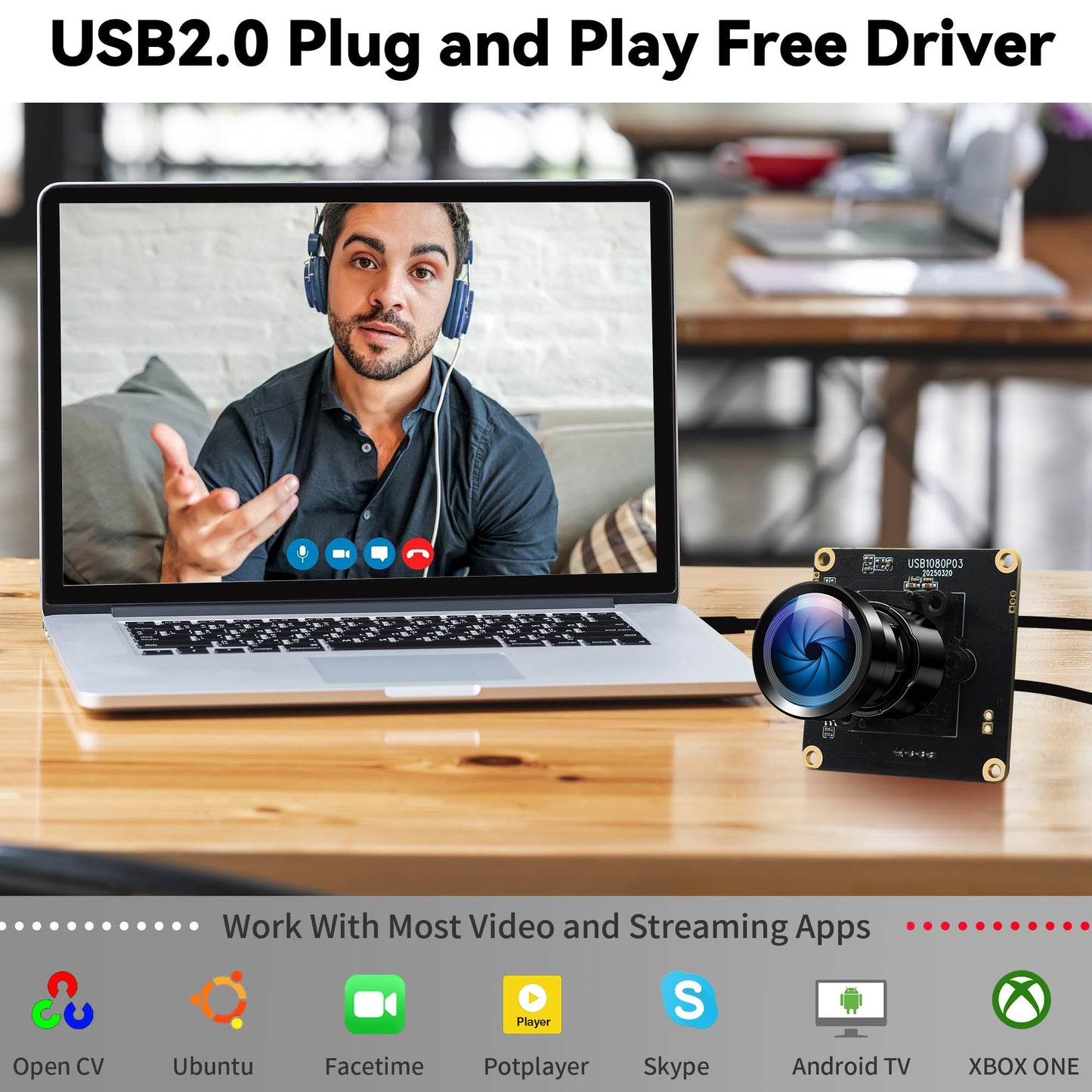 IFWATER Starvis USB Camera Module 0.0001Lux Ultra Low Light H.264 HDR 1080P Security Webcam Module with 110° Wide Angle Lens Plug and Play for Linux Windows Raspberry Pi