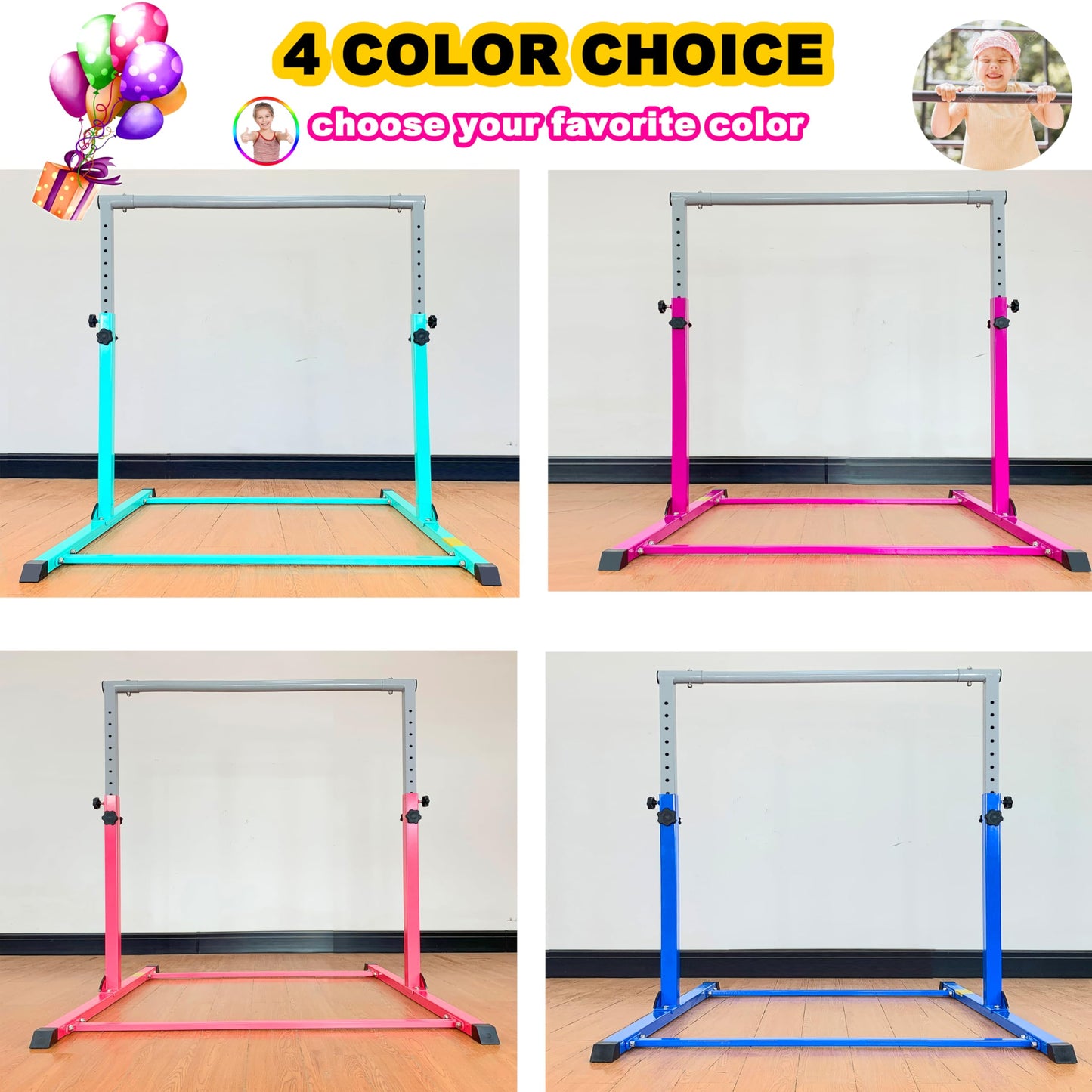MARFULA Gymnastic Bar for Kids Gymnastic Kip Bar Horizontal Bar Purple Bar Gymnastic Training Equipment for Kids 3-15 Years Home and Club Use