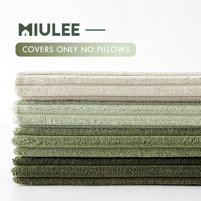MIULEE Decorative Throw Pillow Covers Set of 4 Summer Light Green Gradient Natural Earthy Modern Classic Soft Corduroy Cushion Covers for Sofa Couch Bed Living Room Spring Home Decor 18x18 Inch