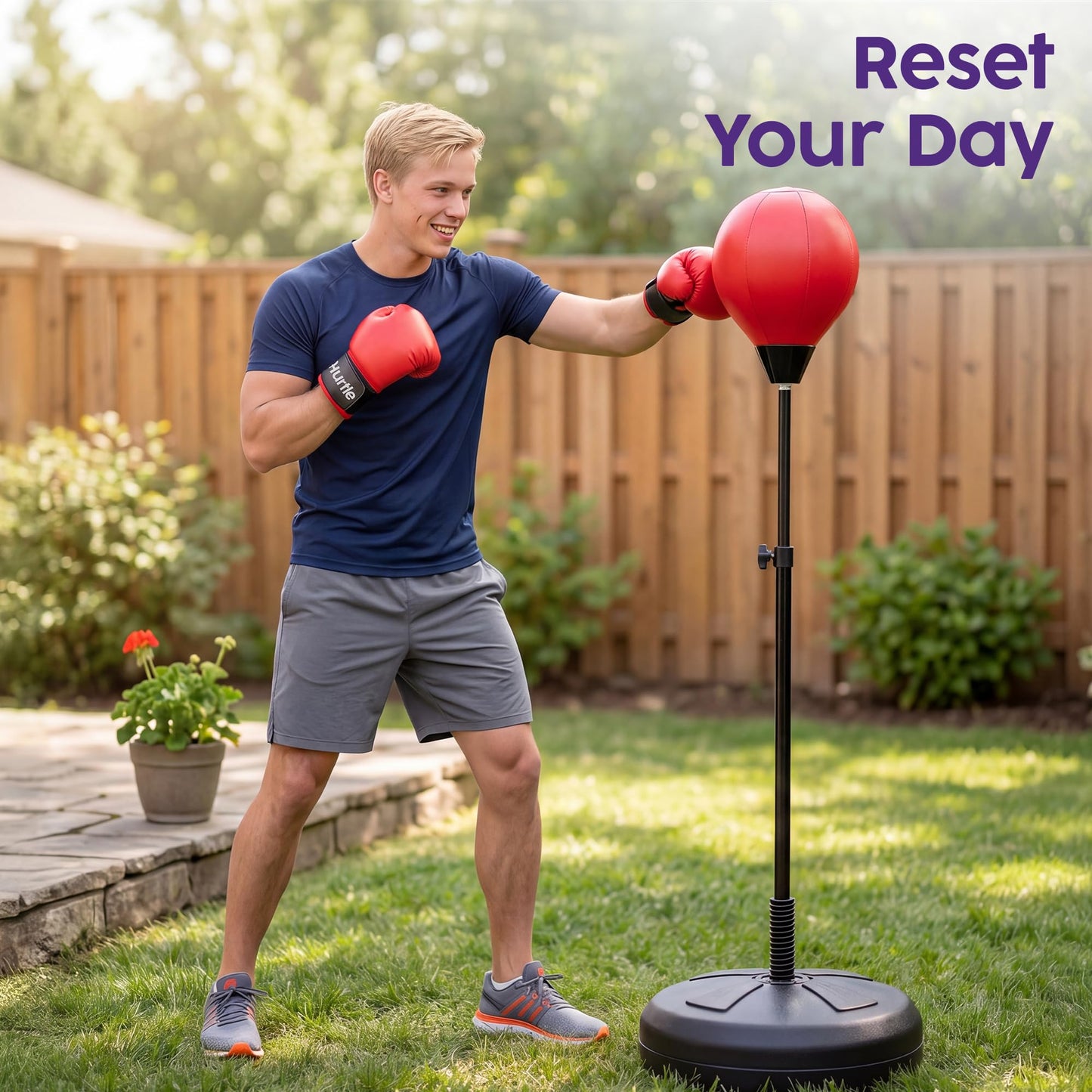 Punching Bag with Stand for Adults and Teens, Adjustable Boxing Bag with Permium Gloves, Freestanding Reflex Bag Training Equipment for Home Workout Fitness and Stress Relief