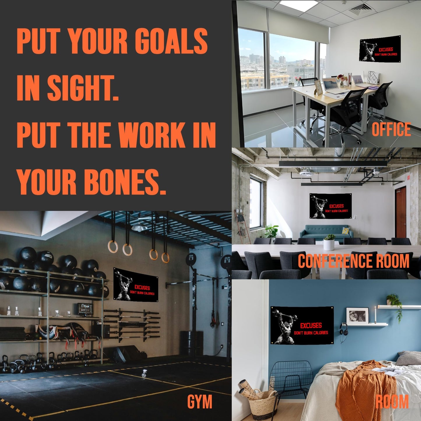 Eudaedom Stay Motivated Gym Banner - Easy to Hang Inspirational Workout Tapestry, Fitness Wall Decor Flag for Home Gym Garage Man Cave Office Dorm Room, 5x3 FT, Durable & Fade-Resistant