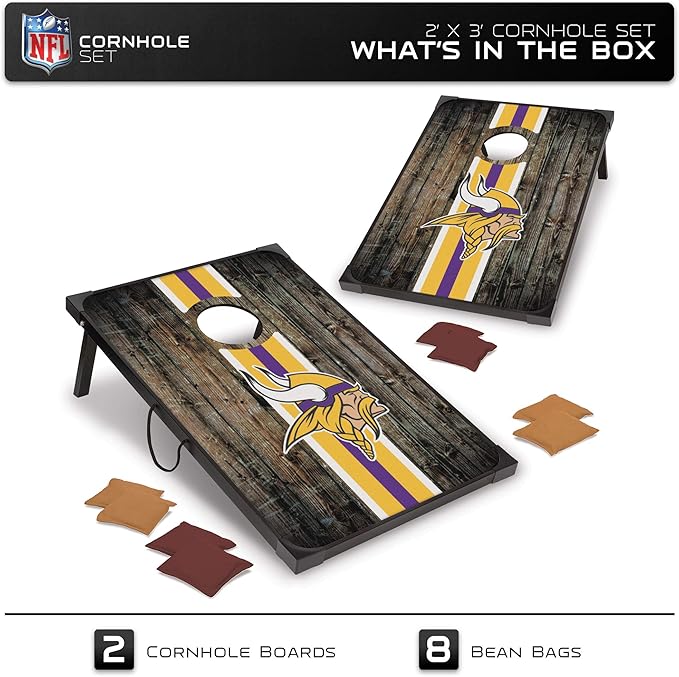 Wild Sports NFL 2' x 3' MDF Deluxe Cornhole Set - with Corners and Aprons