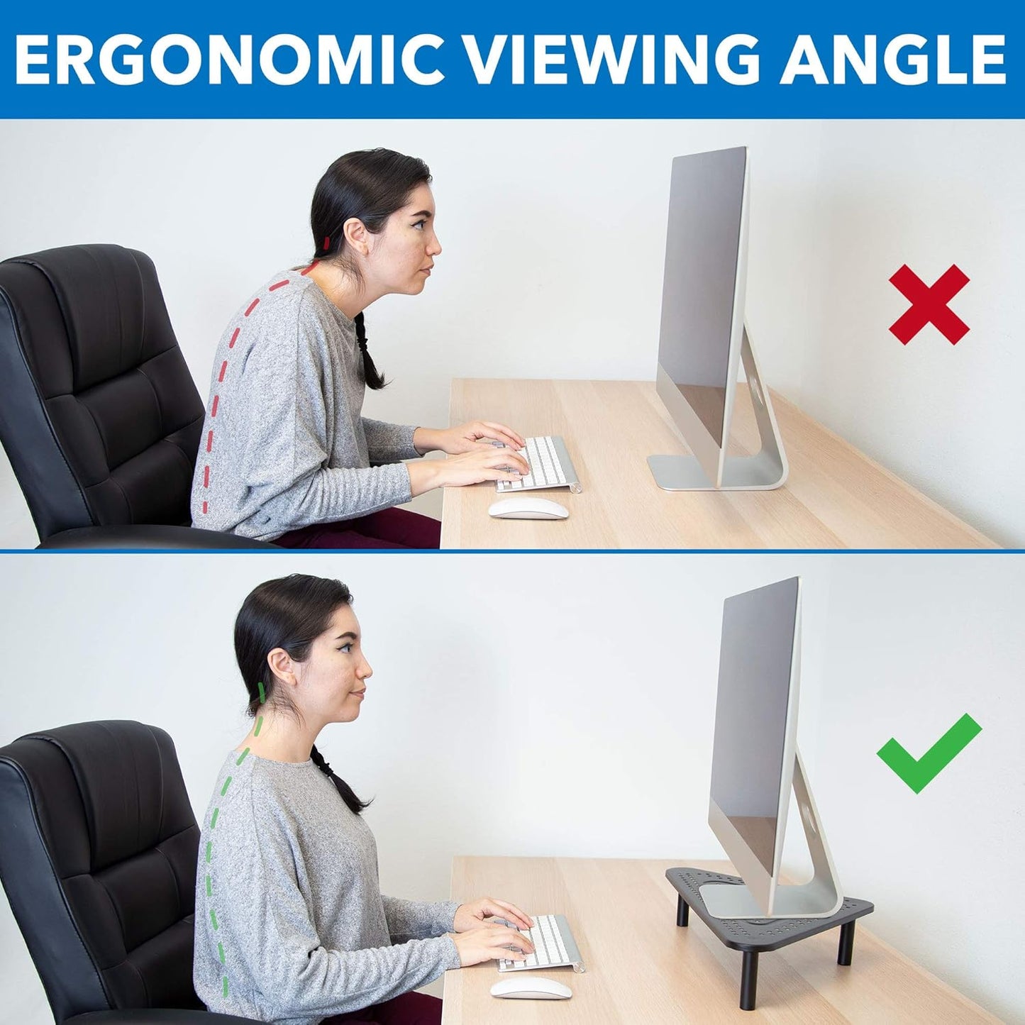 Corner Monitor Stand | Adjustable Height Corner Desk Shelf | Triangle Screen Riser, Ergonomic Space Saving Design
