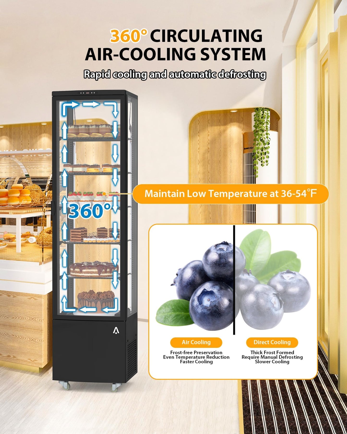 GarveeHome Commercial Display Refrigerator, 10.5 Cu.Ft Display Refrigerator Cooler with LED Lighting, Adjustable Shelves Glass Door Merchandiser Cooler, Automatic Defrost Freestanding Upright Beverage