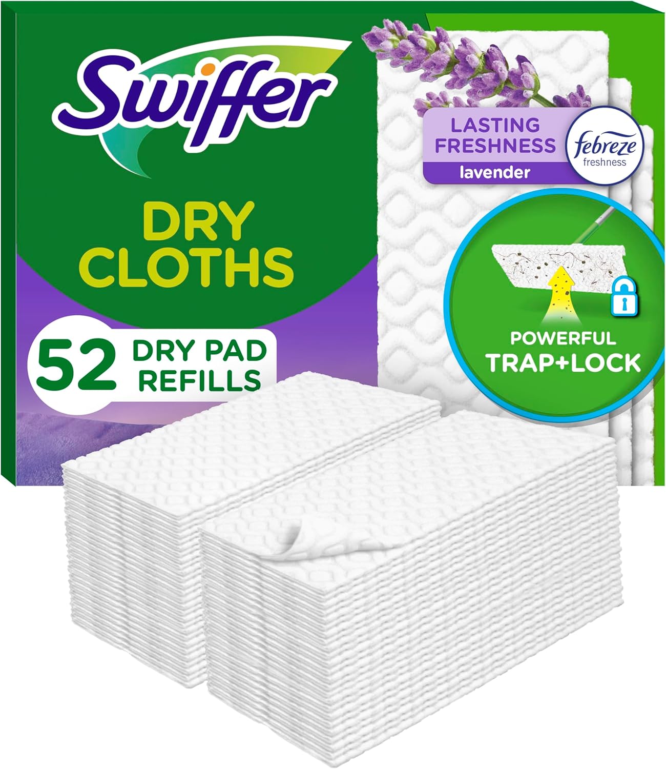 Swiffer Sweep + Mop Dry Pads Refill - Lavender Floor Cleaner for Dirt & Dust | 52 Count