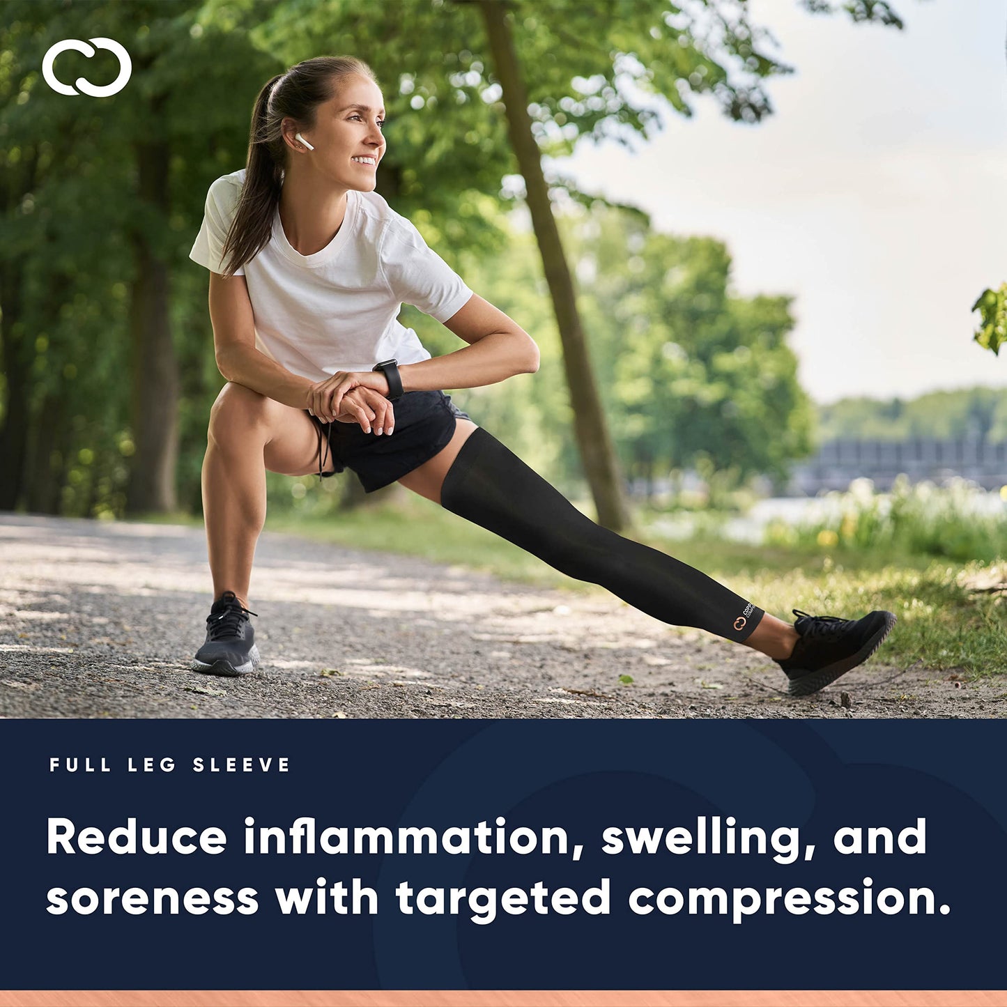 Copper Compression Leg Compression Sleeve - Copper Infused Knee Stabilizer Brace for Running, Meniscus Tear, ACL, MCL, Arthritis, Joint Pain Relief - Thigh & Calf Support for Men & Women - Black - M