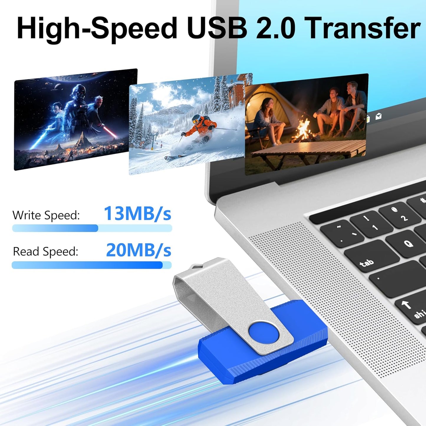 TEWENE 32GB 2-Pack 2.0 (&2PCS (32GB USB Flash Drive Thumb Drive USB Flash Drives Type-C Adapter) Zip Drive USB Memory