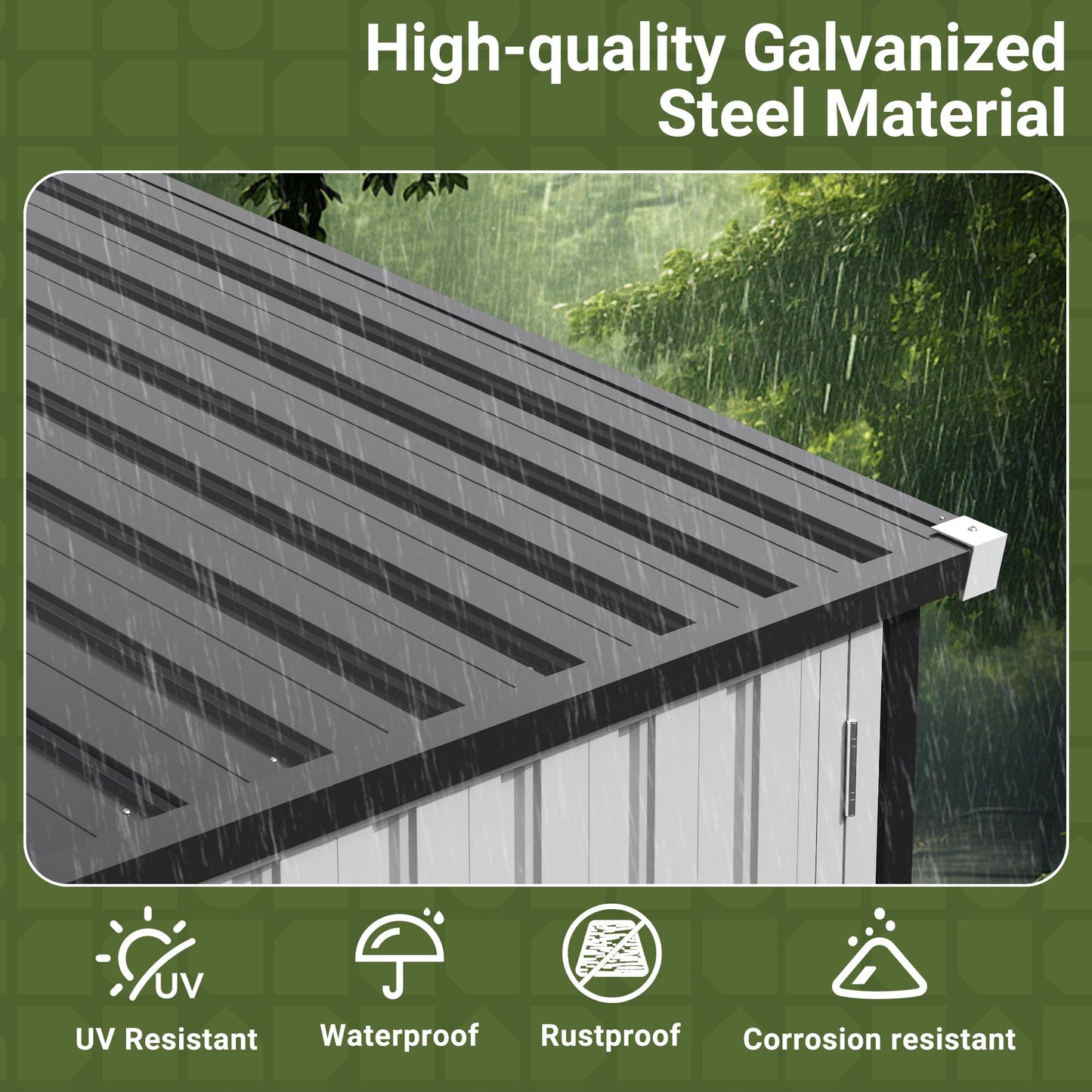 Polar Aurora 12X14 FT Metal Outdoor Storage Sheds with Window, Heavy-Duty Galvanized Steel Garden Shed with Lockable Doors and 4 Vents, Large Weatherproof Tool Shed Kit for Backyard Patio, Black