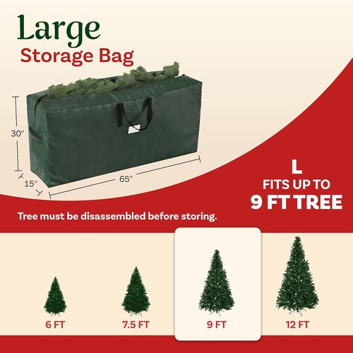 Elf Stor Christmas Tree Storage Bags - Extra-Large Set of 2 for 9-Foot Artificial Trees | Green Totes