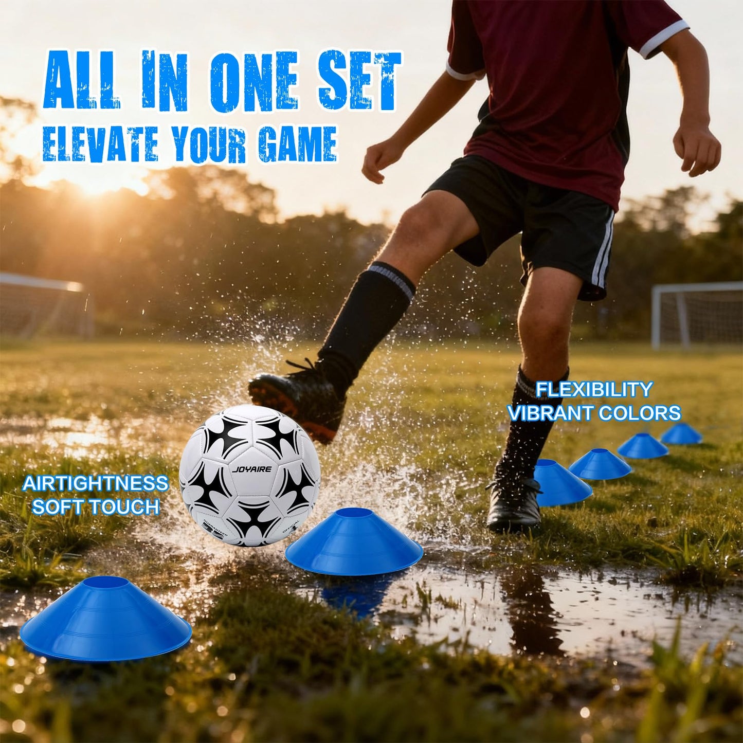 Soccer Goals for Backyard Set, Portable Kids Toddler Soccer Goal 2 of 4' x 3', Pop Up Soccer Net Soccer Training Equipment with Size 4 Soccer Ball, Carry Bag, Youth Games, Sports, Outdoor Play