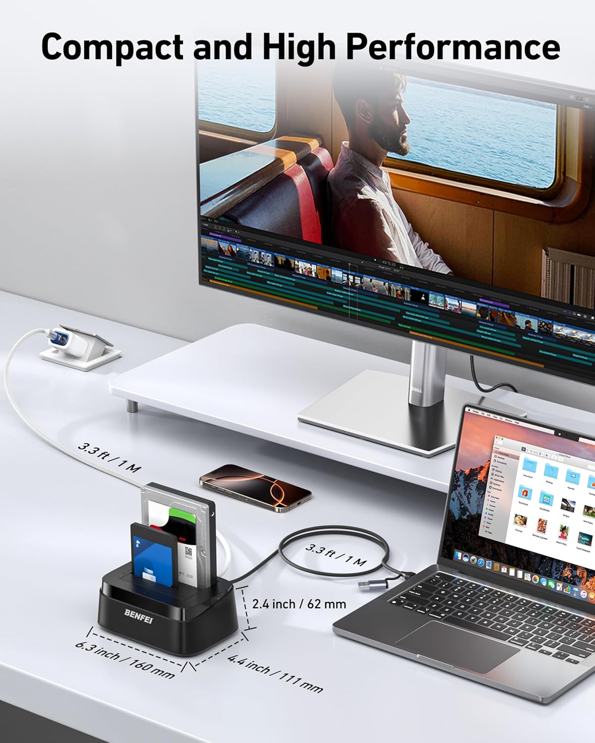BENFEI 2.5/3.5" 5Gbps Hard Drive Docking Station with UASP Offline Clone Function, USB C Dual Bay Dock for HDD SSD, Up