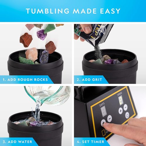 National Geographic Professional Rock Tumbler Kit - Complete 2 Lb. Tumbler for Adults & Kids with Rocks, Grit & GemFoam Polish