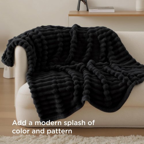 Bedsure GentleSoft Twin XL Blanket - Cozy Fleece Throw for Couch, Soft Black Blanket, 66x90 Inches