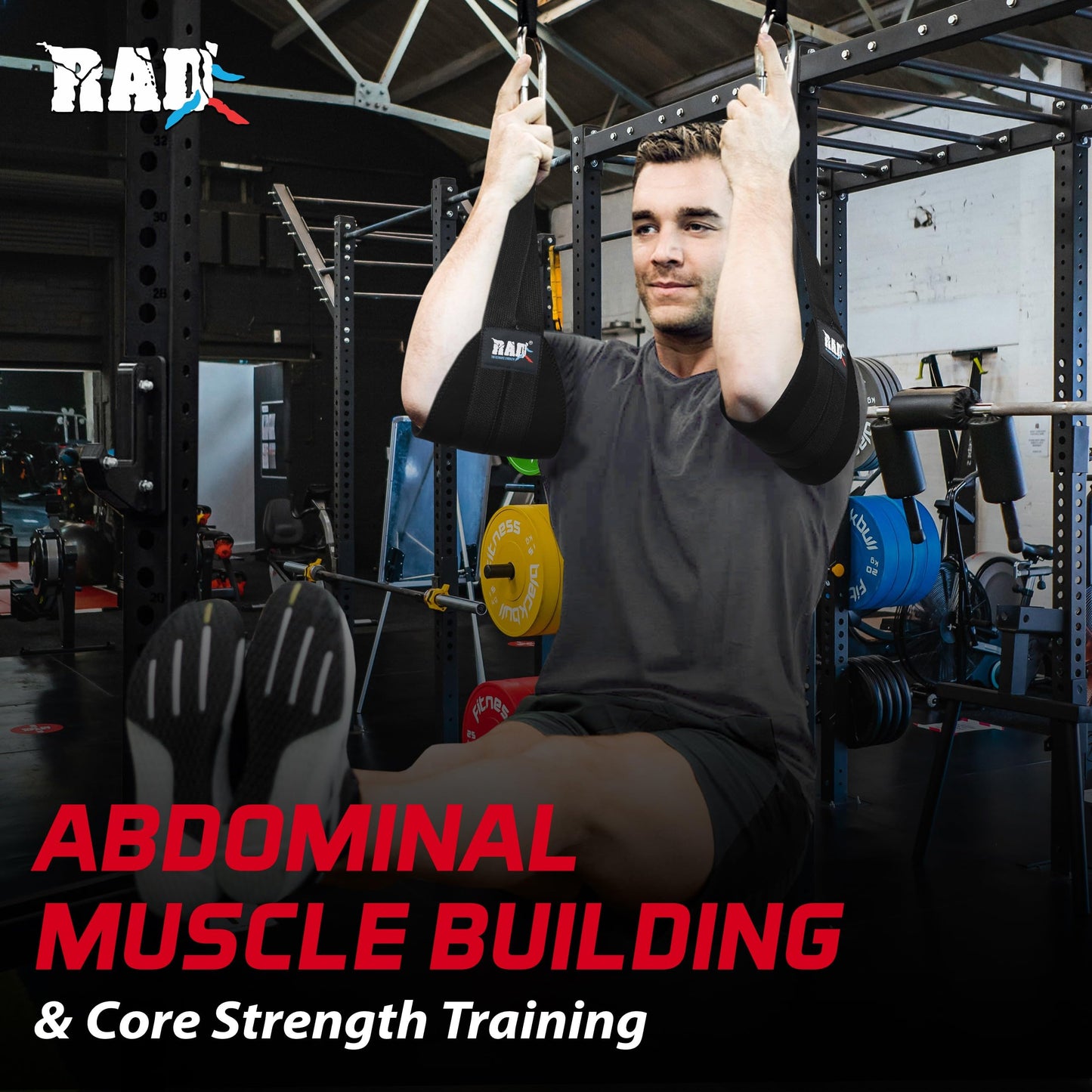 RAD Ab Straps for Pull Up Bar & Abdominal Muscle Building, Adjustable Abdominal Trainer, Fitness Gear for Men & Women, Home Gym Equipment, Bodybuilding, Powerlifting