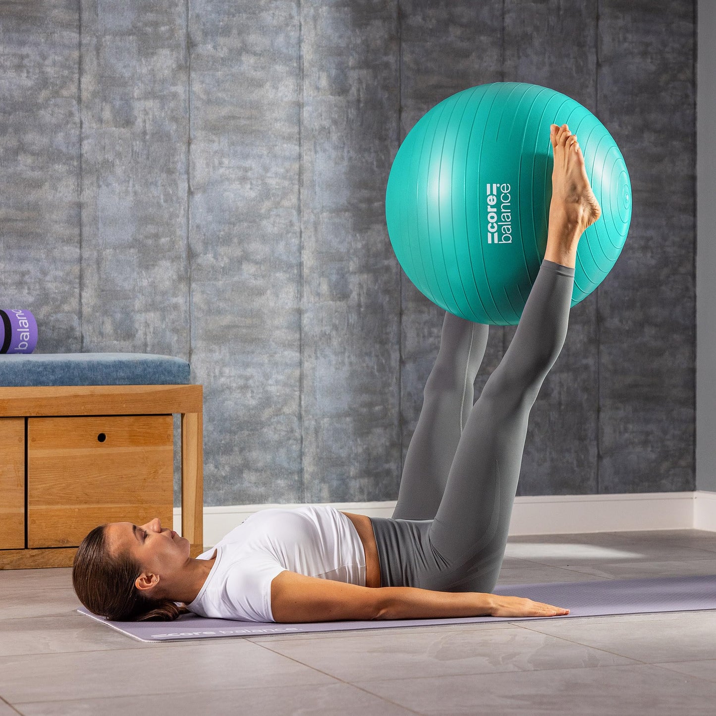 Core Balance Exercise Ball for Workouts, Anti-Burst and Slip Resistant, Swiss Yoga Ball for Pregnancy, Stability, Fitness and Physical Therapy, 4 Sizes, with Pump (33" / 85cm Teal)